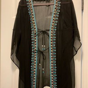 Kohinoor Sheer Beaded Beach  SwimCover Up L